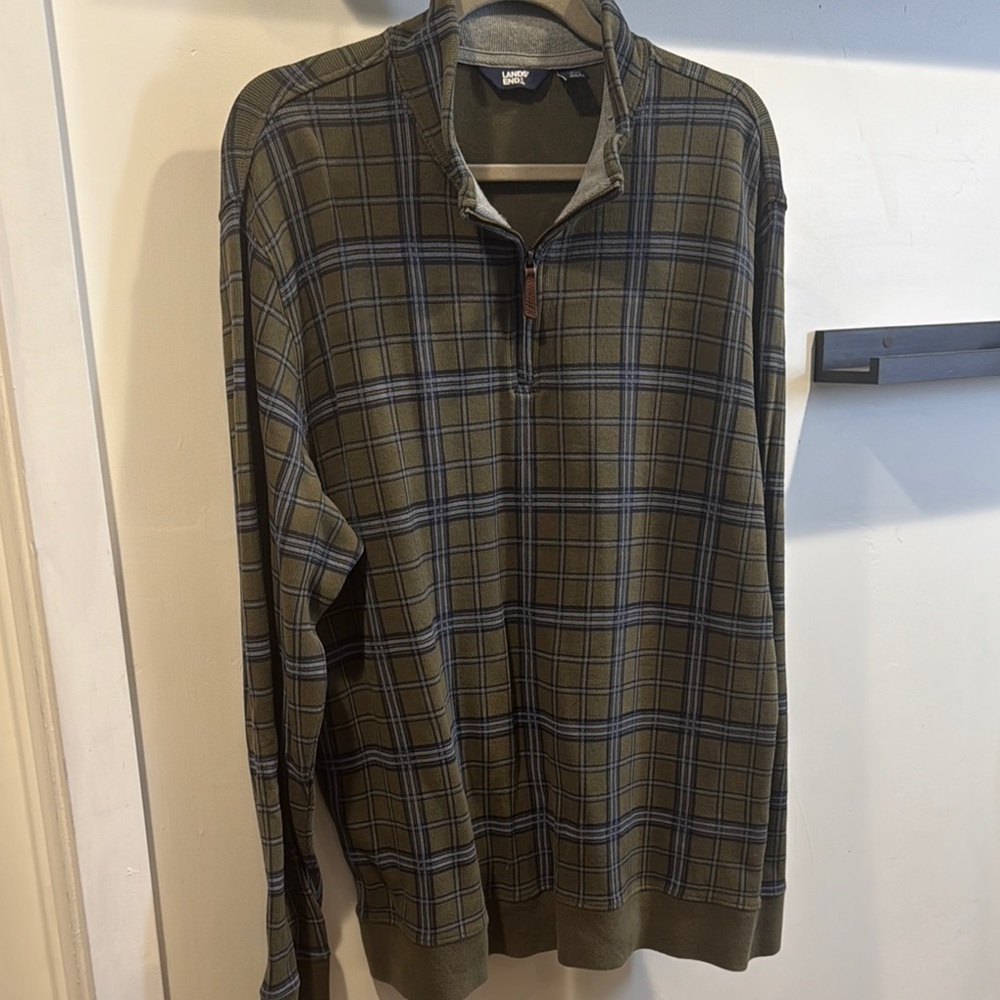 Lands' End Green Zip Up Sweater